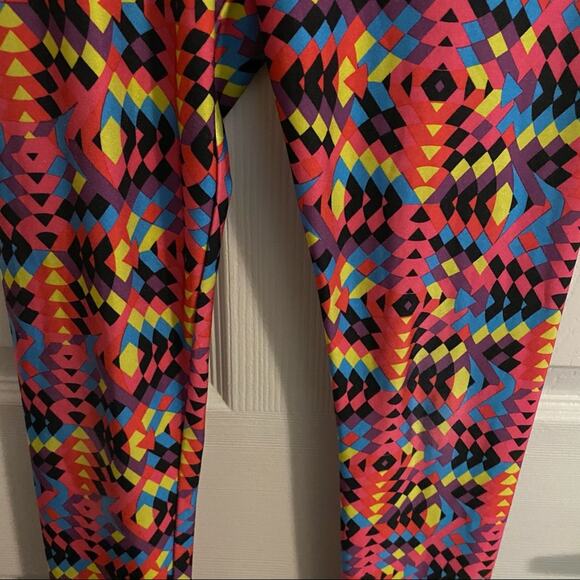 Justice Girls’ Size 10 Bright Retro 80s Leggings Multicolor Pink Yellow Black - Picture 5 of 7